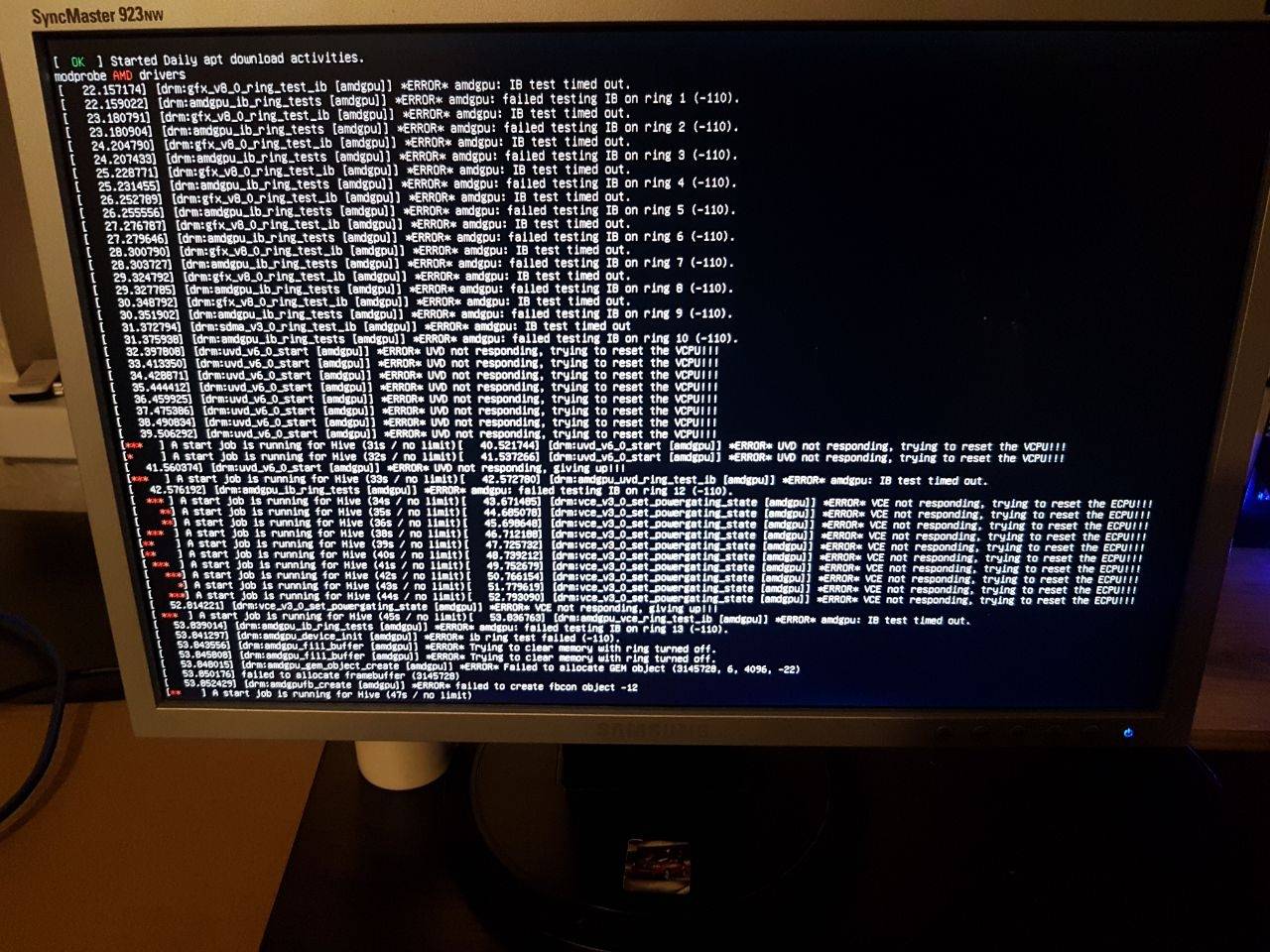 Hive OS *ERROR* amdgpu: failed testing IB on ring-我爱收益