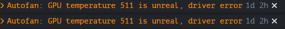 Hive OS【报错】Autofan, GPU temperature 511 is unreal, driver error-我爱收益